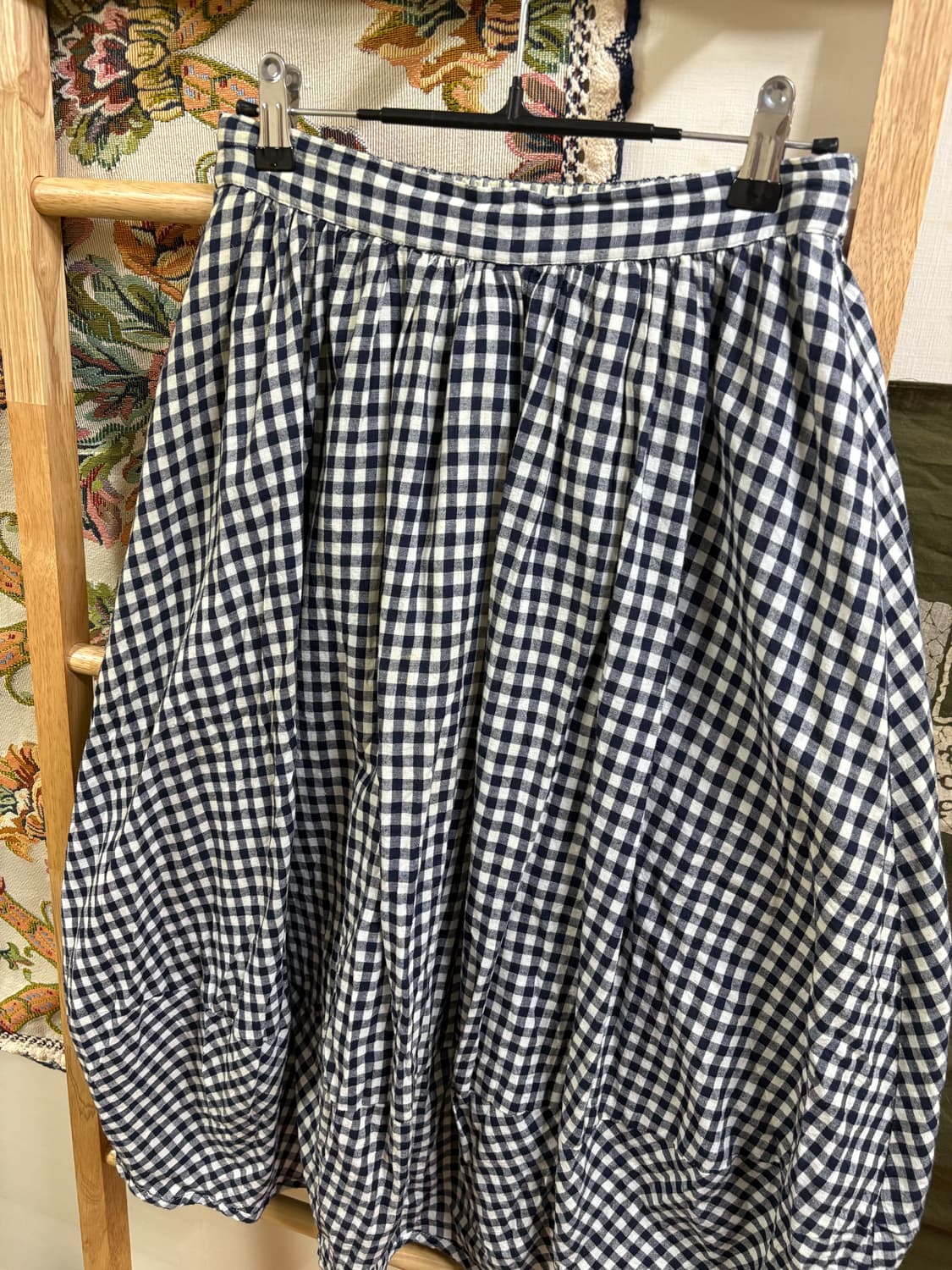 일본 st 모리 체크 벌룬 롱 스커트  상품이미지2