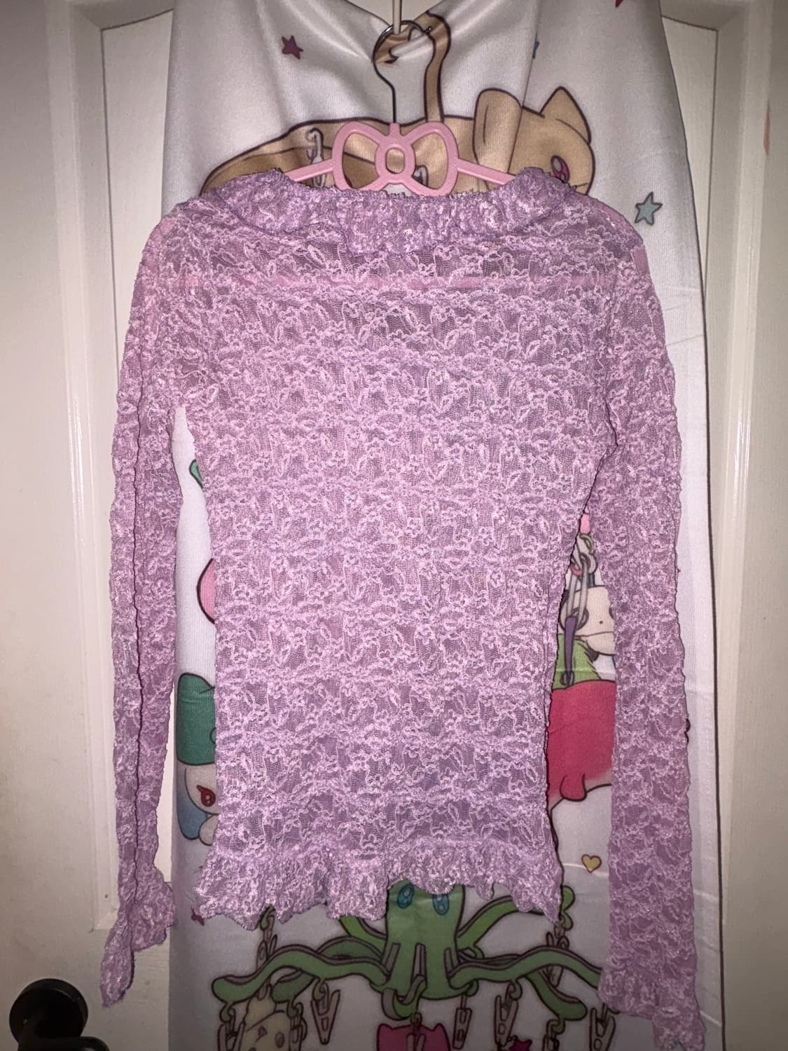 빈티지 연보라 시스루 레이스 셔츠 상품이미지2