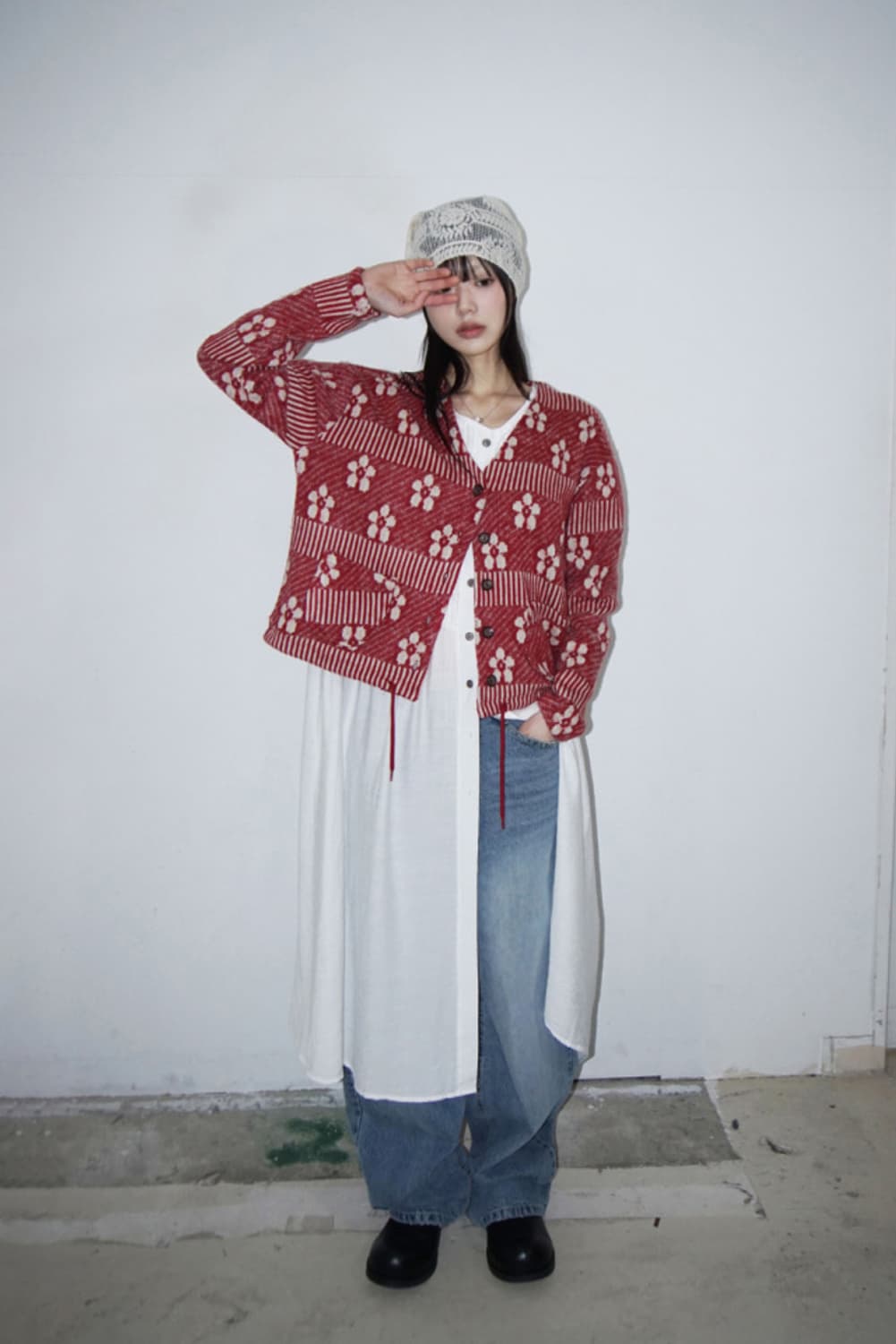 김아홉 9.hope kotatsu red flower cardigan 상품이미지6
