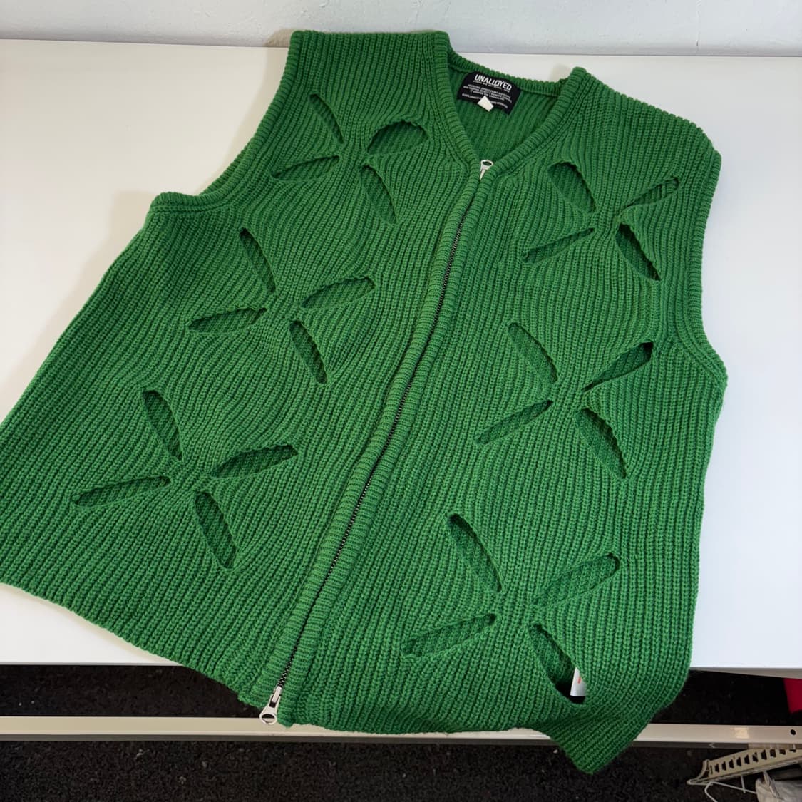 S 95 어널로이드 그린 클로버 니트 조끼 집업 상품이미지1