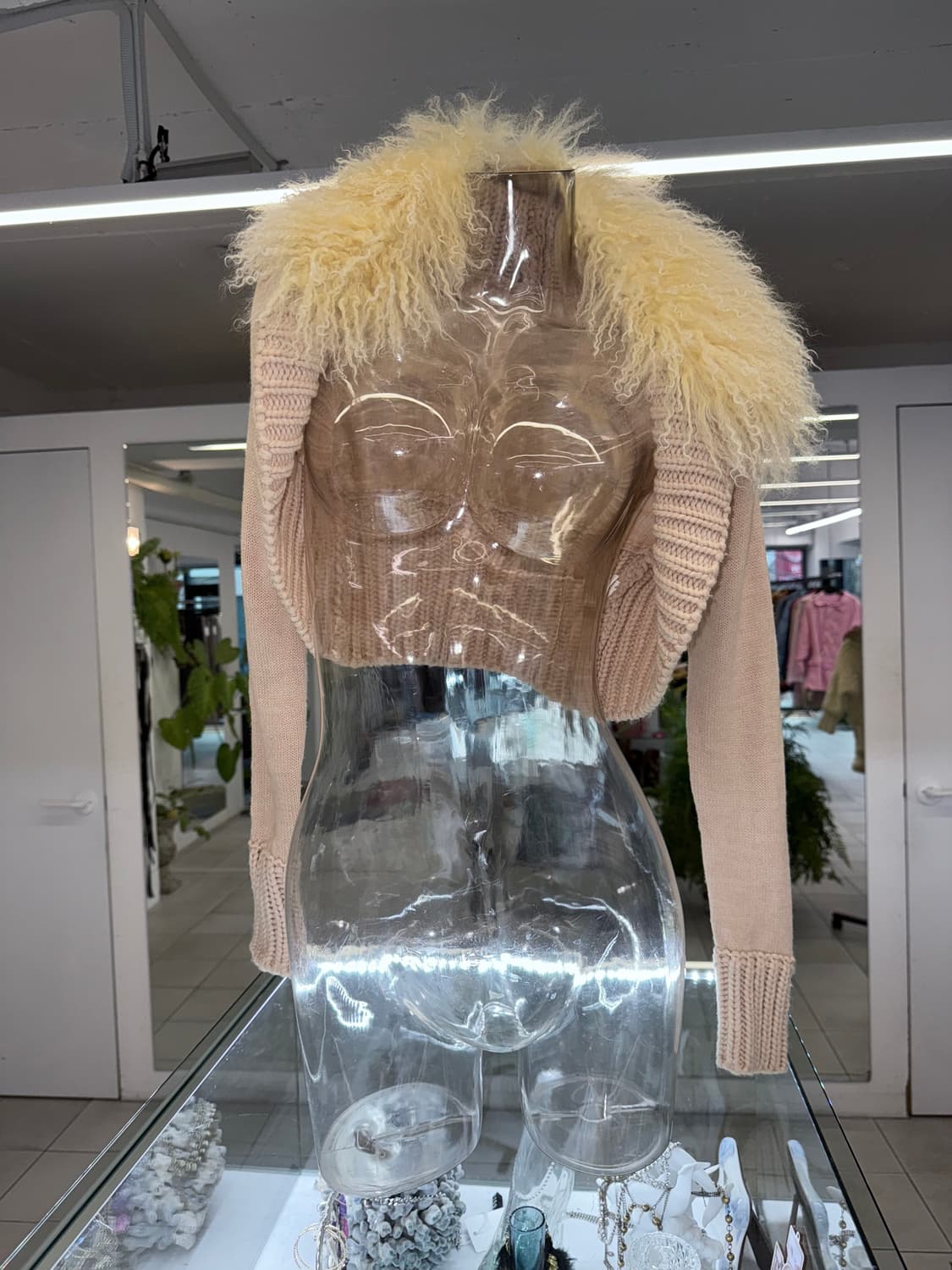 real fur collar knit crop jacket 상품이미지1