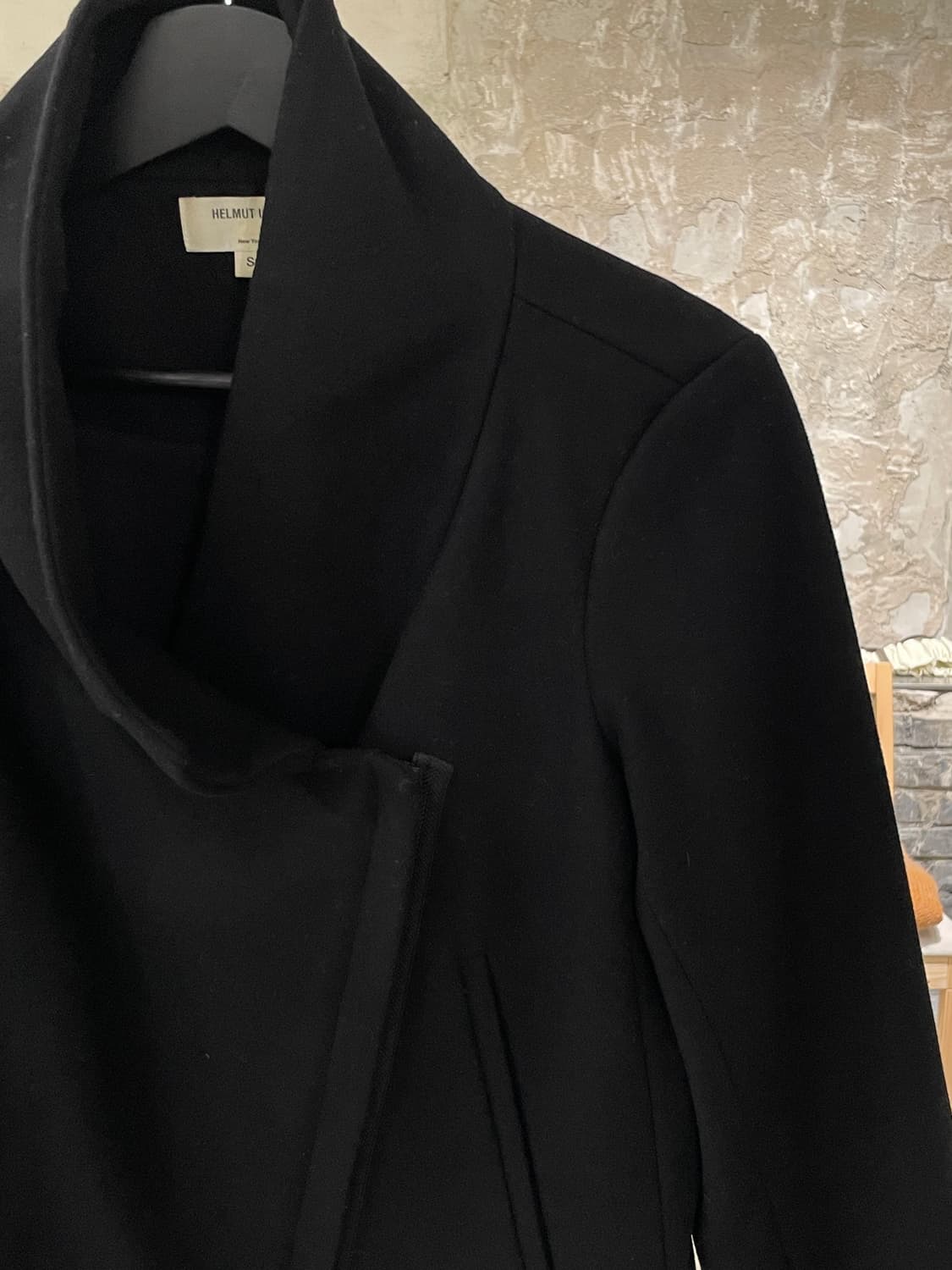 헬무트랭 블랙 카라넥 비대칭 집업 울 크롭 자켓 상품이미지3
