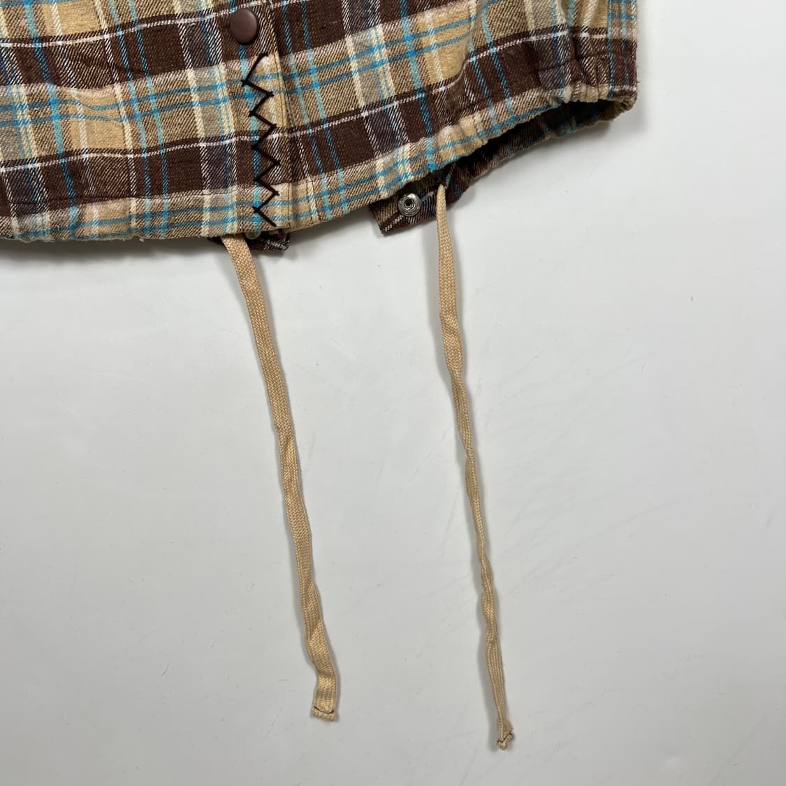Japan vtg 스티치 체크 후드 롱 자켓 상품이미지2