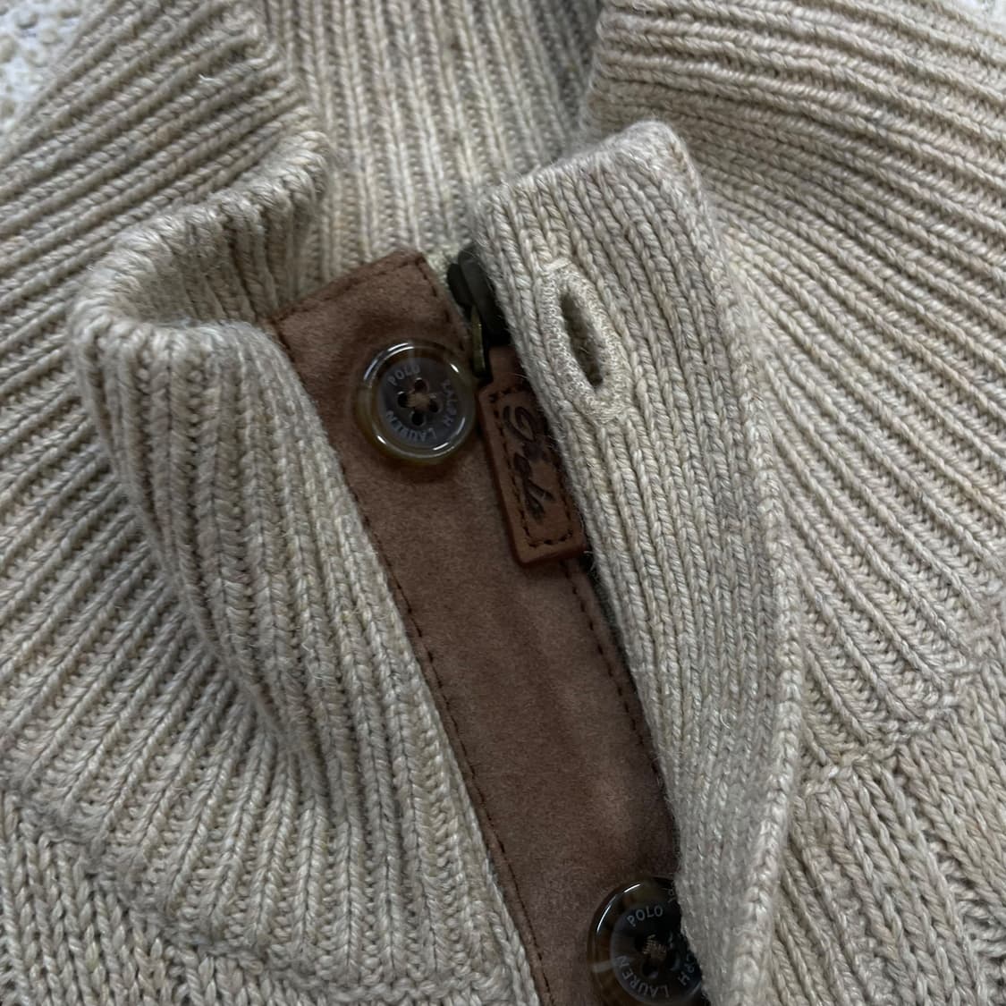 폴로 랄프로렌 포니 로고 케이블 하프 집업 니트 베이지 상품이미지3