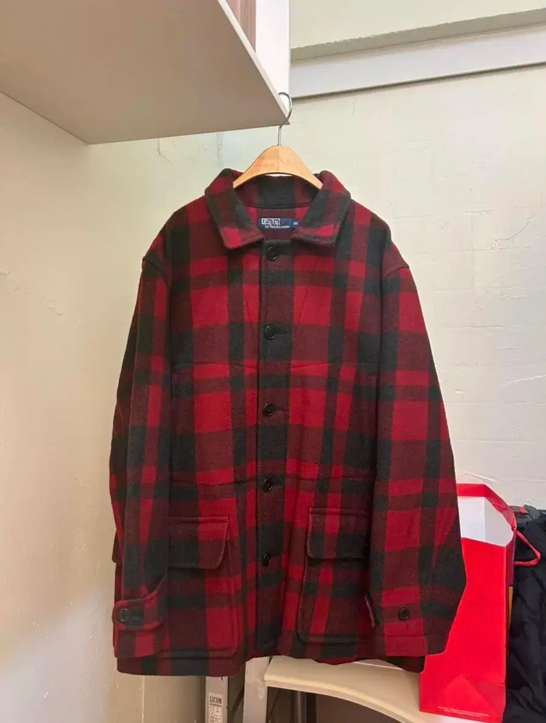 폴로 랄프로렌 레드타탄 울코트  상품이미지1