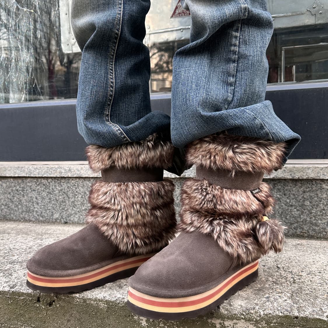 00s BEARPAW 스웨이드 퍼 트림 어그 부츠 상품이미지7