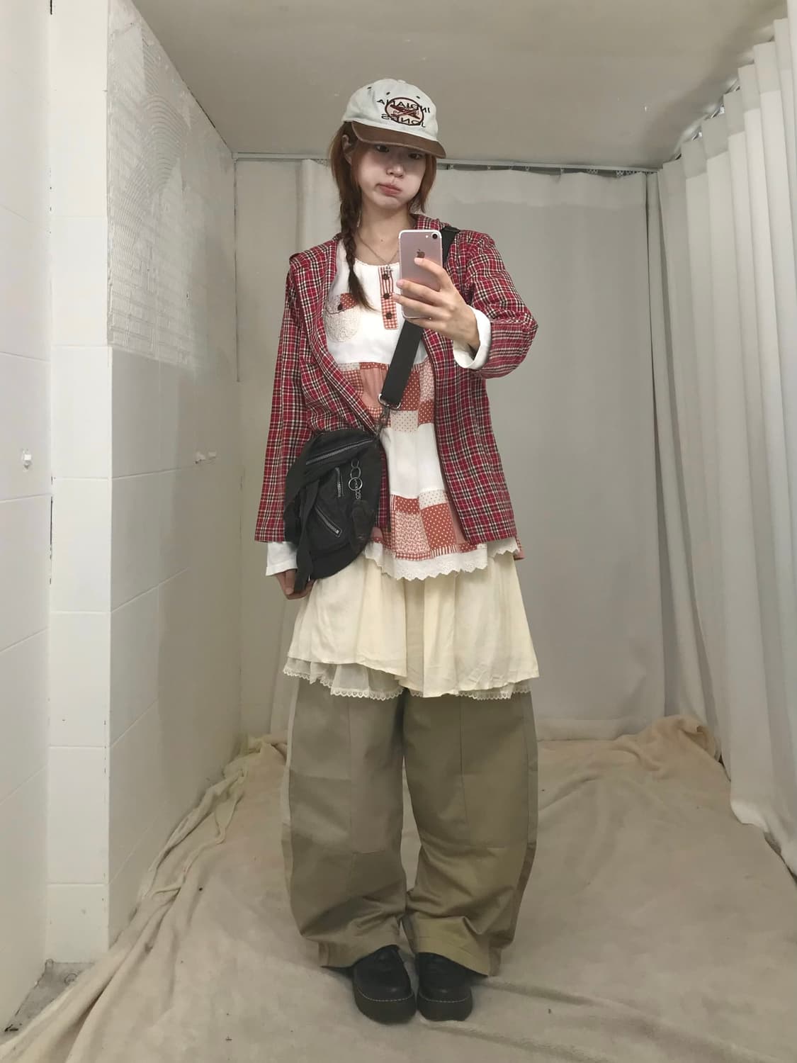 폴로 레드 체크 캐주얼 모리 니혼진 코디 세트 상품이미지1