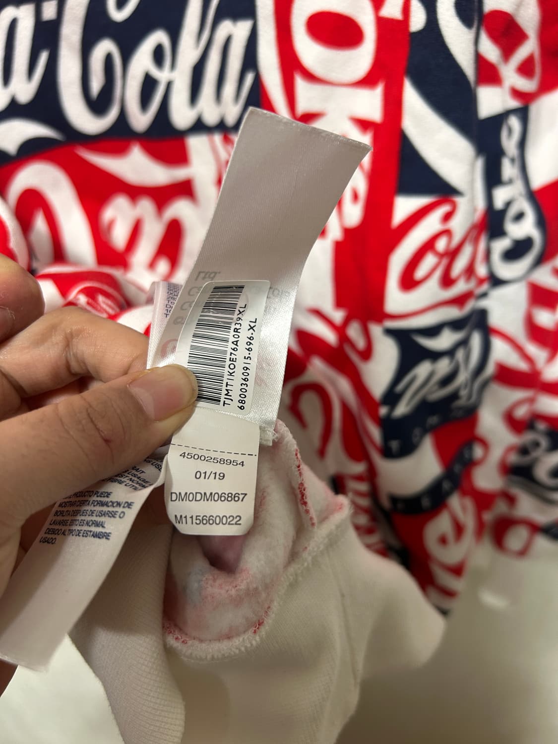 타미진 코카콜라 콜라보 멀티패턴 후드 티셔츠 상품이미지4