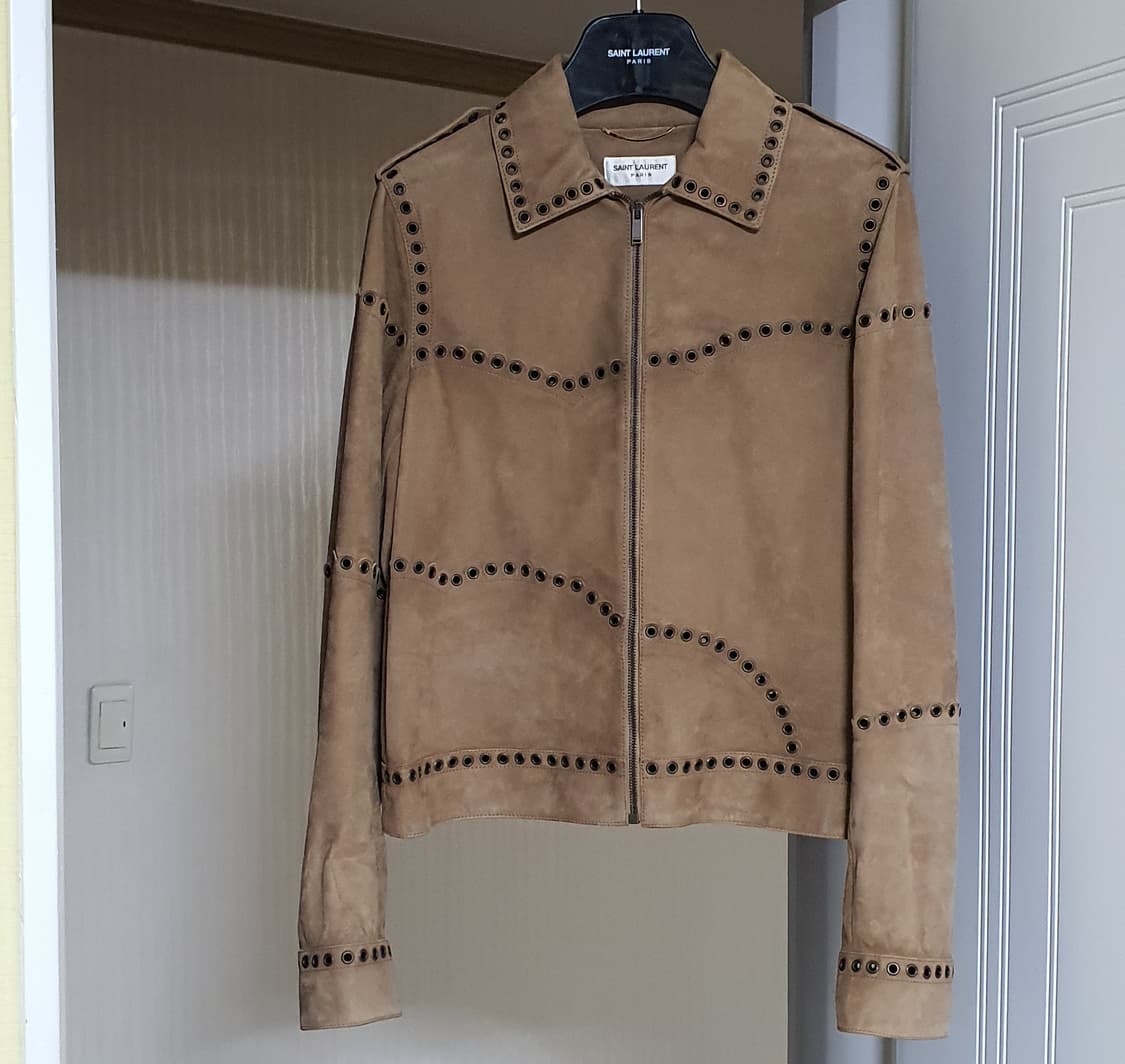 생로랑 아일렛 디테일 스웨이드 레더 자켓 상품이미지1