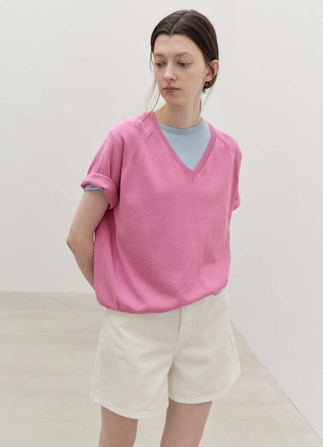 르바(LEVAR) Fresh Cotton V-Neck Knit 상품이미지1