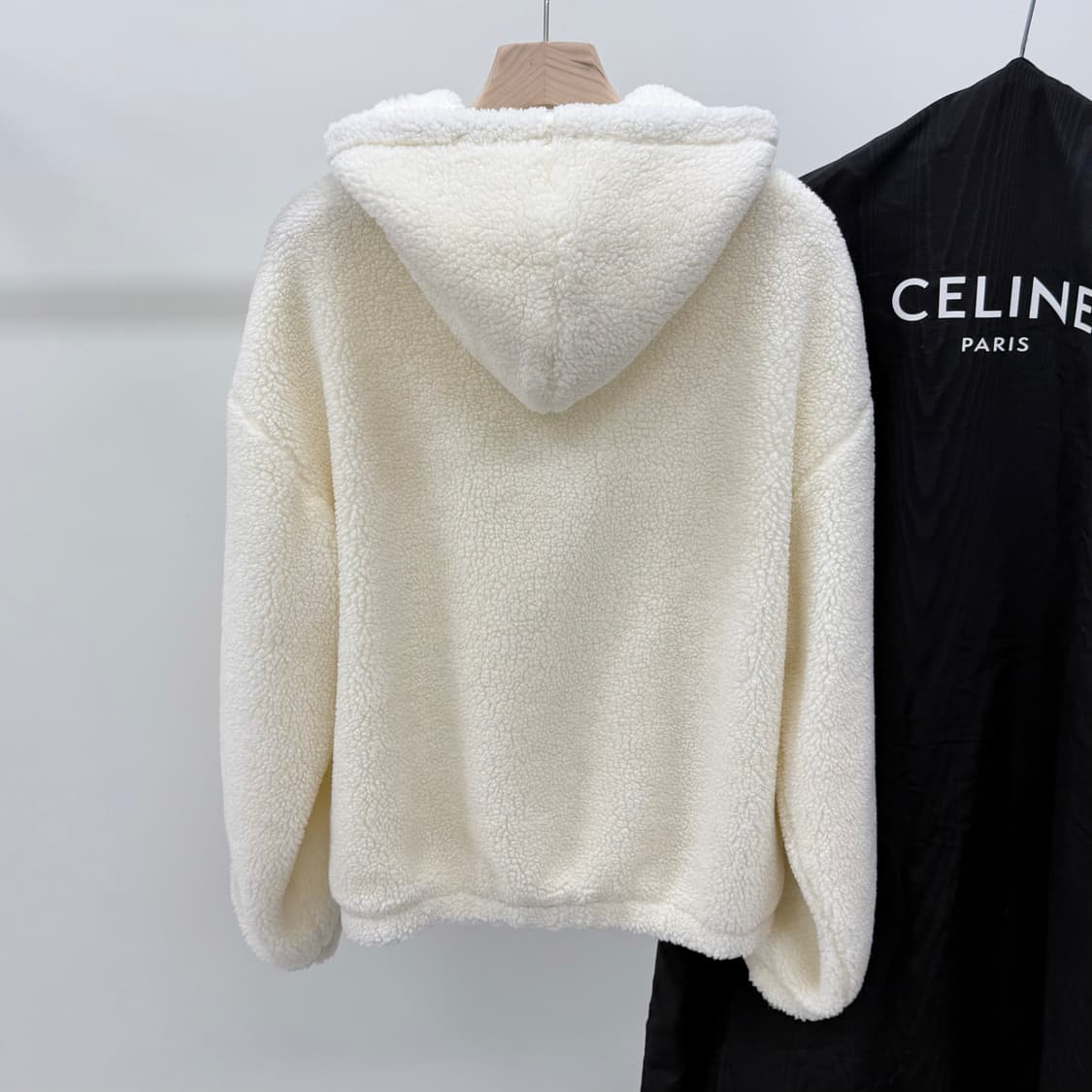 [미사용/M] 셀린느 오슬롯 플리스 후드 후리스 자켓 화이트 상품이미지4
