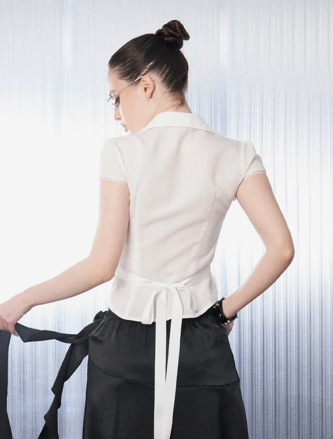 힐다 레이시 보우 셔츠 블라우스 (이사배 착용) 상품이미지4