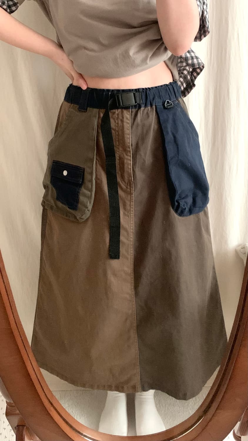 아메카지 포켓 패치 롱스커트 상품이미지3