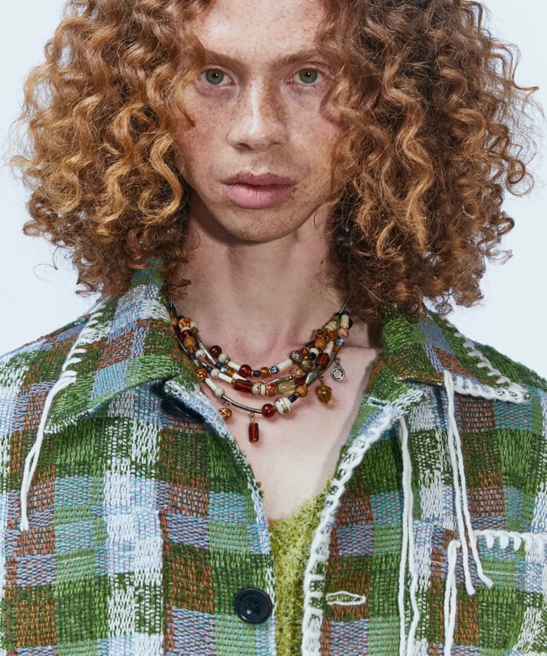 XL) 앤더슨벨 캔리 체크 워크 자켓 그린 상품이미지6