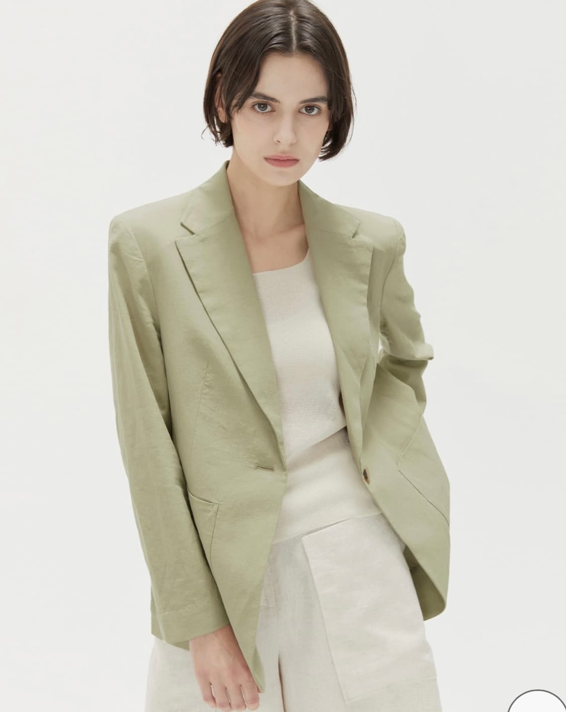 마리끌레르 린넨 테일러드 싱글자켓 올리브 상품이미지4