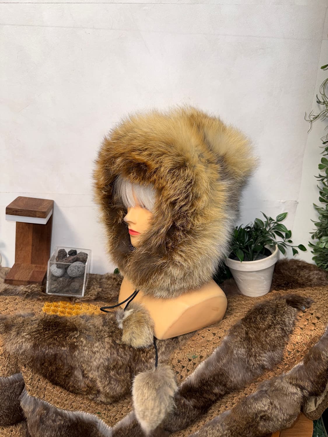 Mixed brown fox fur hood eskimo hat 상품이미지1
