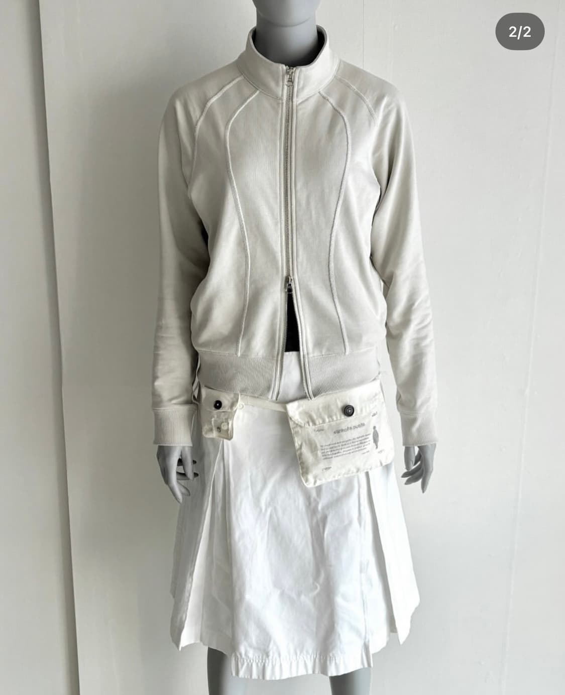 Stitched highneck zip-up (gray beige) 상품이미지3