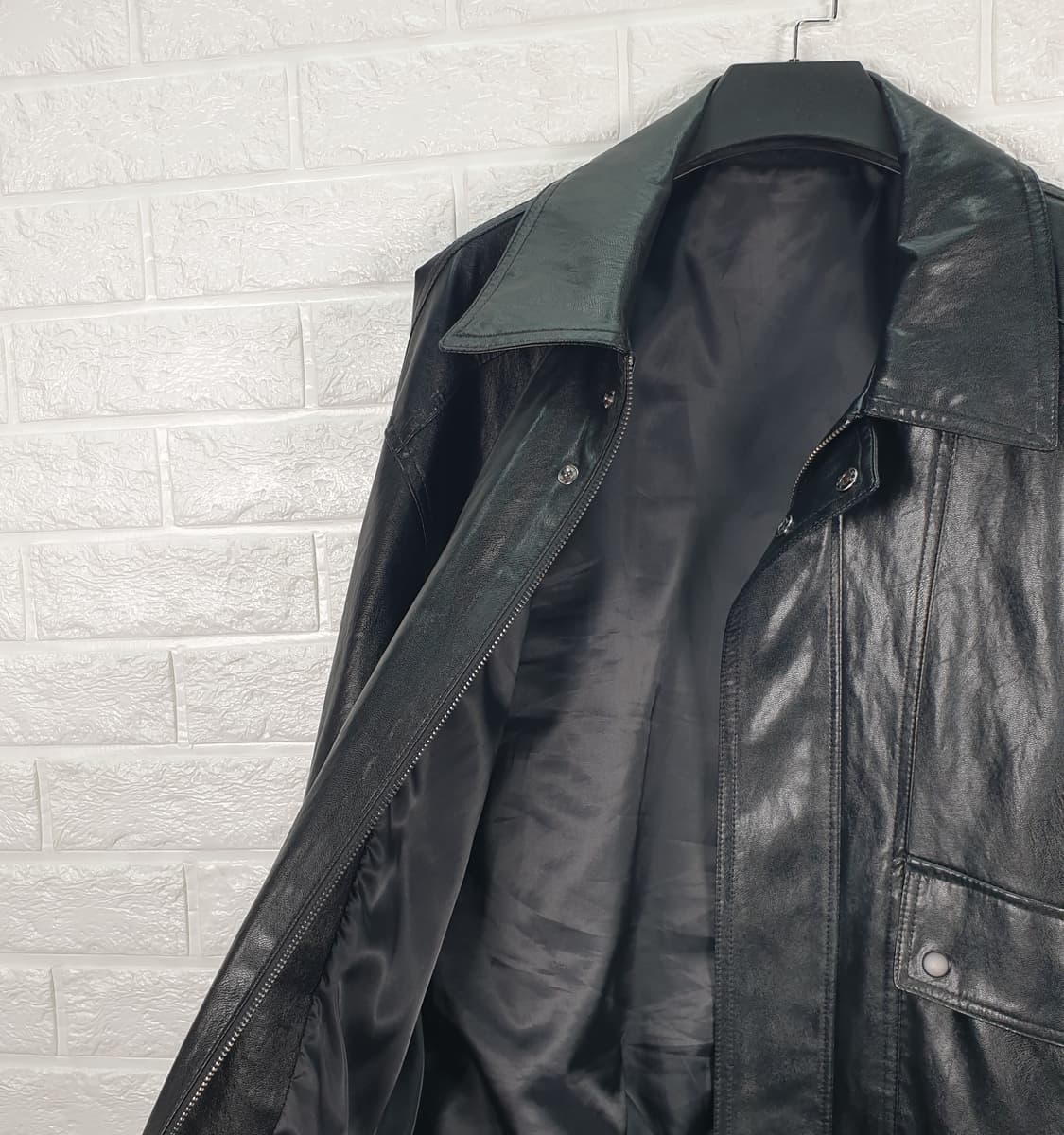 [100]패러킷 오버핏 포우 레더 블루종 점퍼 상품이미지8