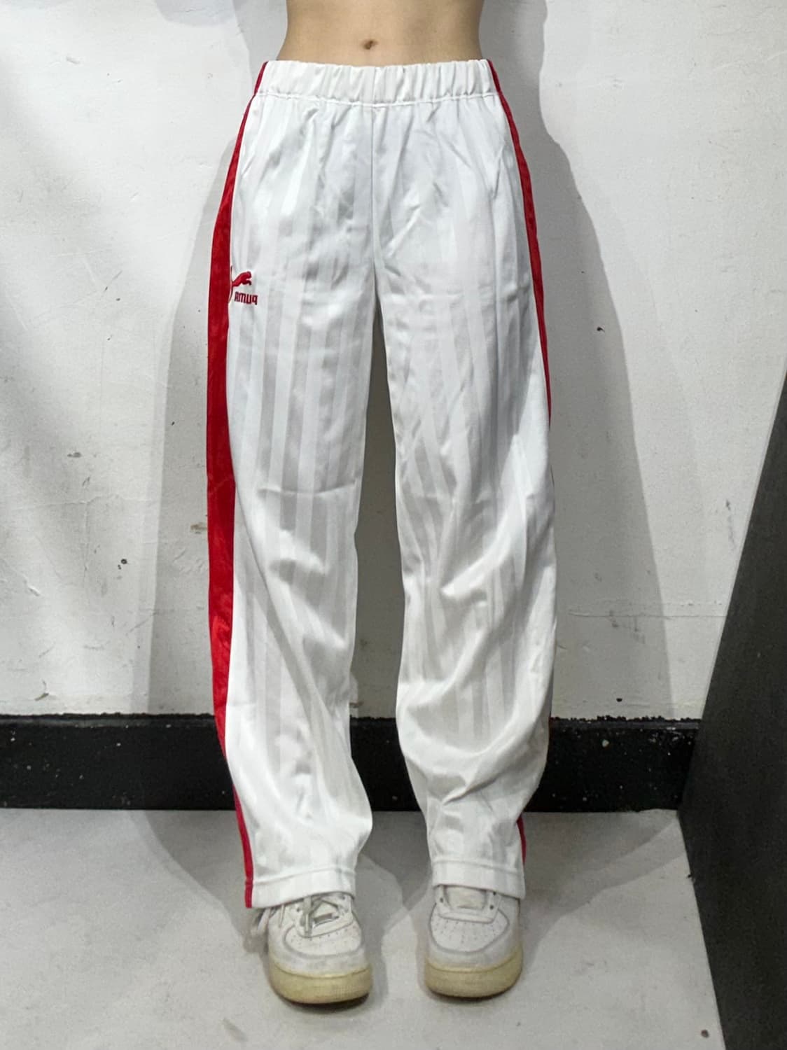 푸마 화이트 와이드 힙합 댄스 바지 추리닝 바지 트레이닝 팬츠 S 상품이미지2