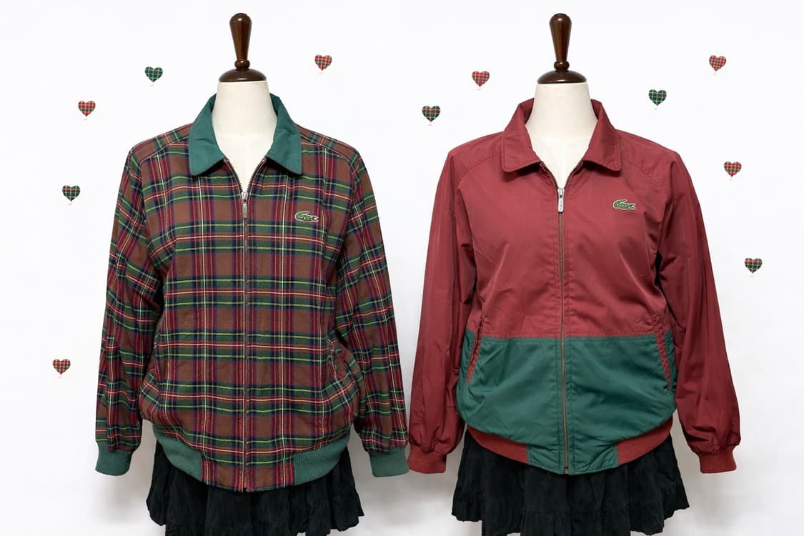 90‘s 라코스테 빈티지 타탄 체크 리버시블 자켓 L 상품이미지1