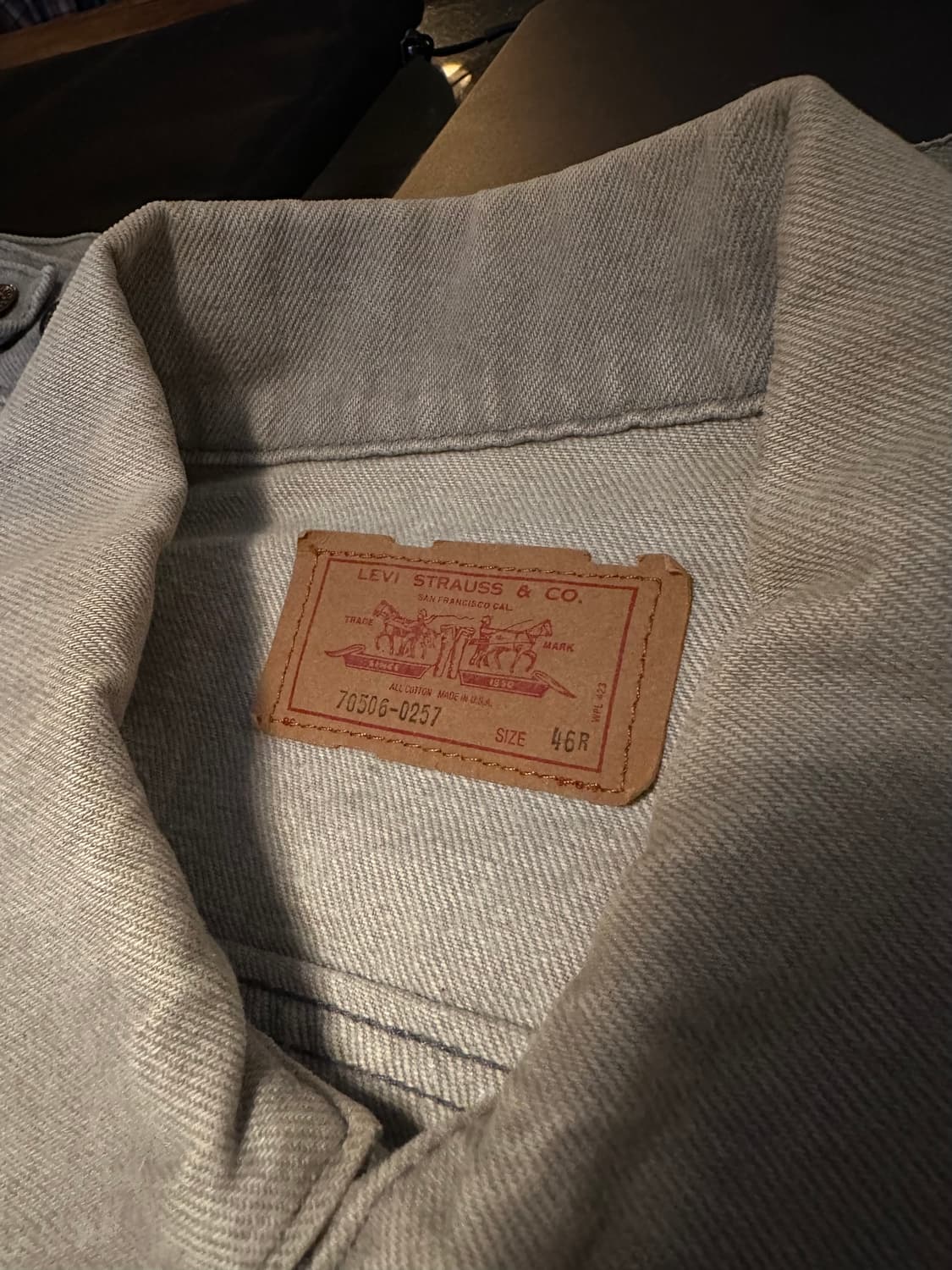 80s USA 빈티지 리바이스 3세대 그레이 데님 자켓 상품이미지7