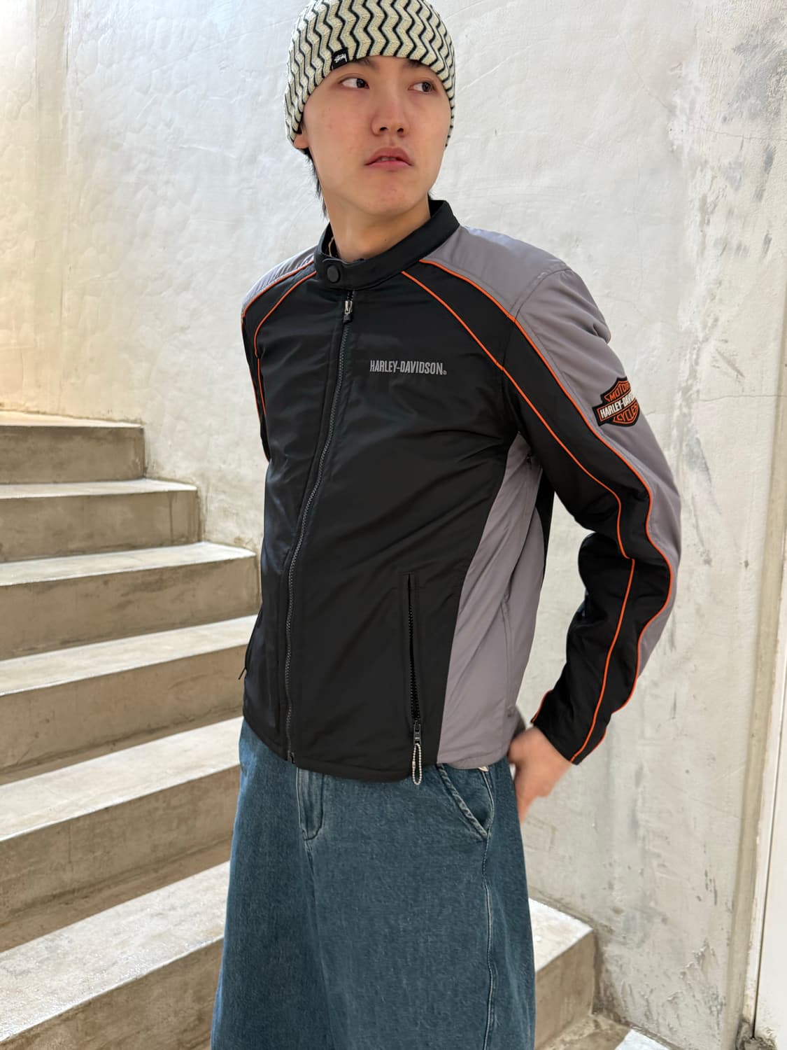 할리 데이비슨 테크니컬 파이핑 나일론 레이싱 자켓 상품이미지1