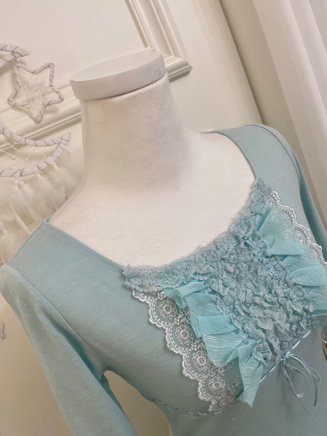 mint fairy lace bow slim top(size-M) 상품이미지7