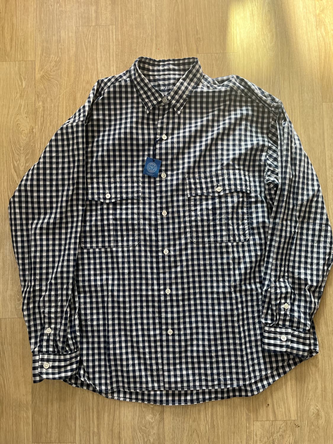 포터 클래식 롤업셔츠 깅엄 체크 네이비 L 새상품 상품이미지1