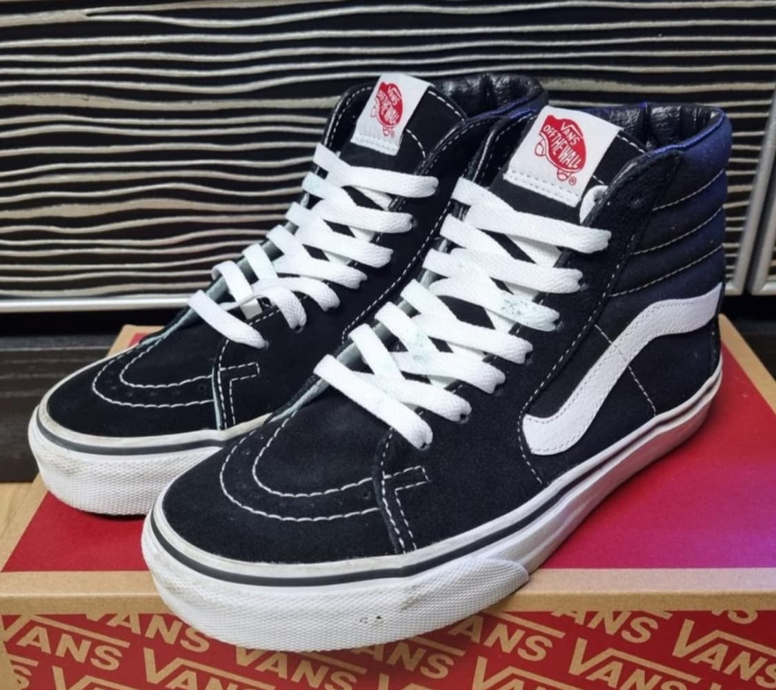 VANS 반스 블랙 화이트 하이탑 스케이트보드 슈 상품이미지1