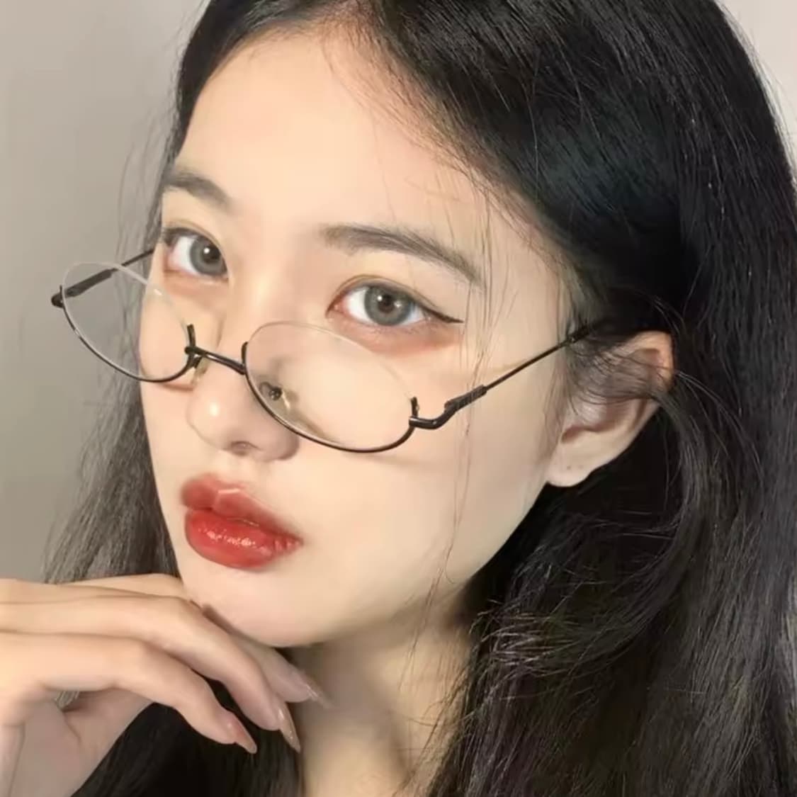 역반무테 반무테 하프 반테 원형 안경 블랙 상품이미지3