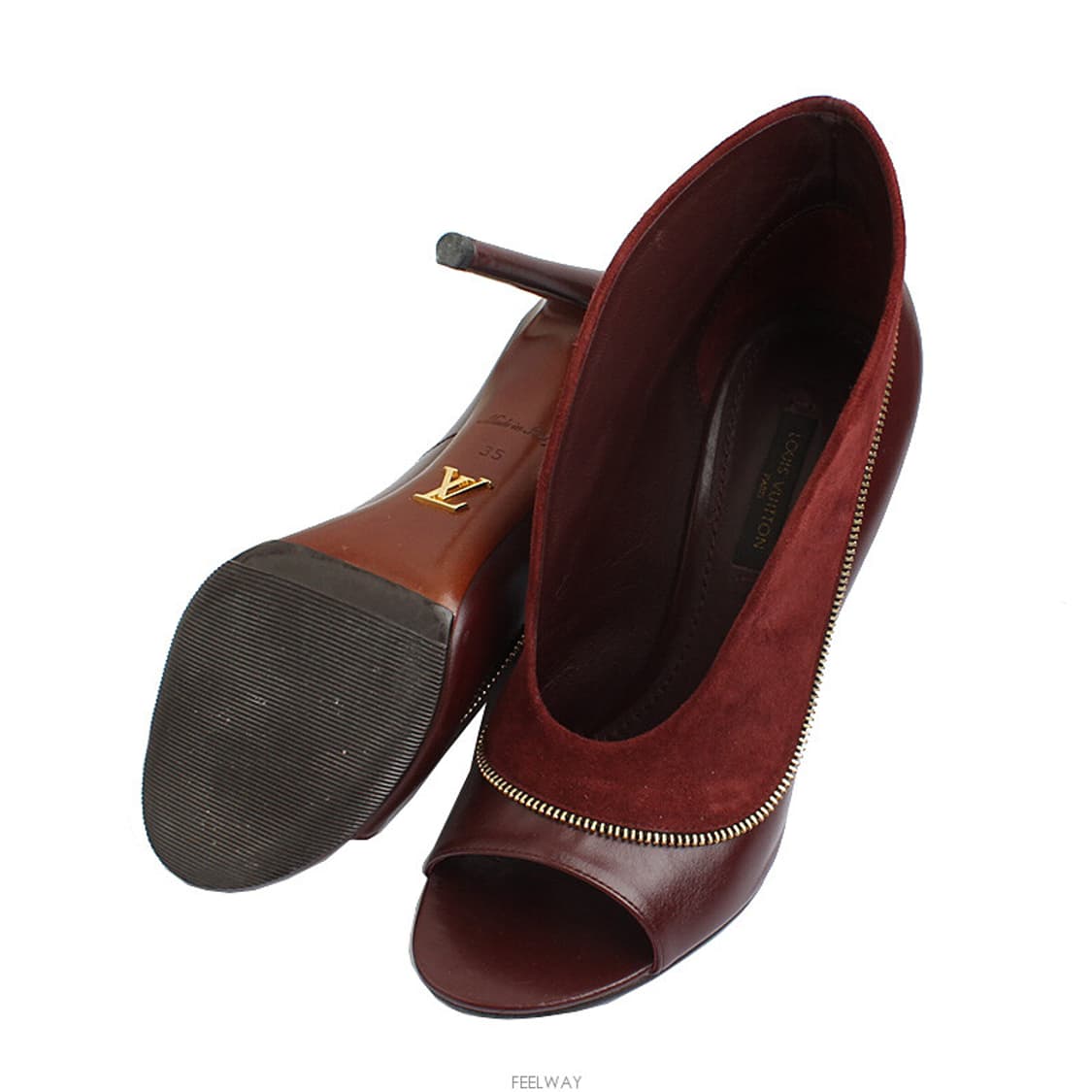 루이비통 버건디 스웨이드 넥 펌프스 (35) 상품이미지3