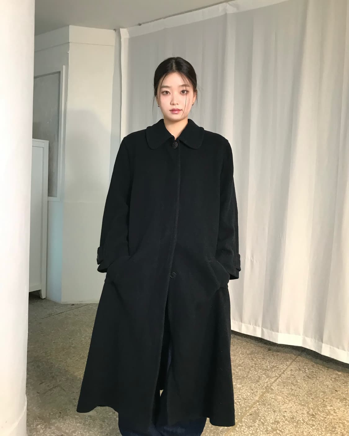 스티치 디테일 블랙 코트 상품이미지7