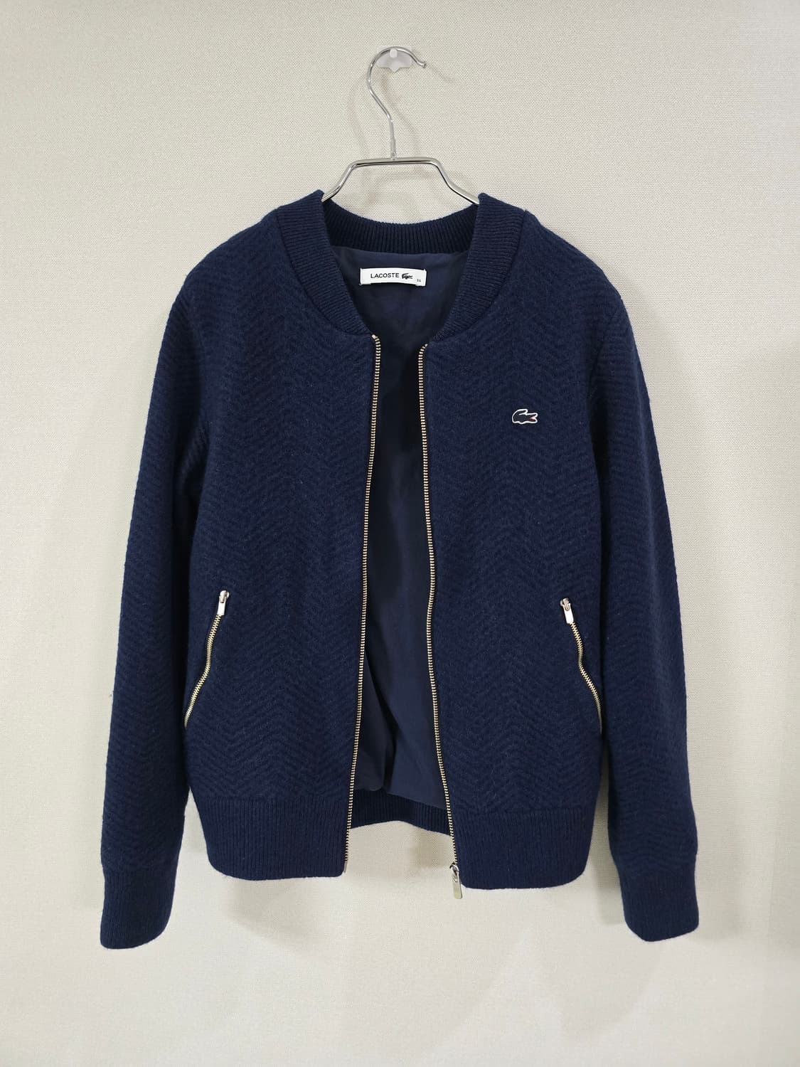 라코스테 헤링본 도톰 울혼방 니트 집업 가디건 상품이미지8