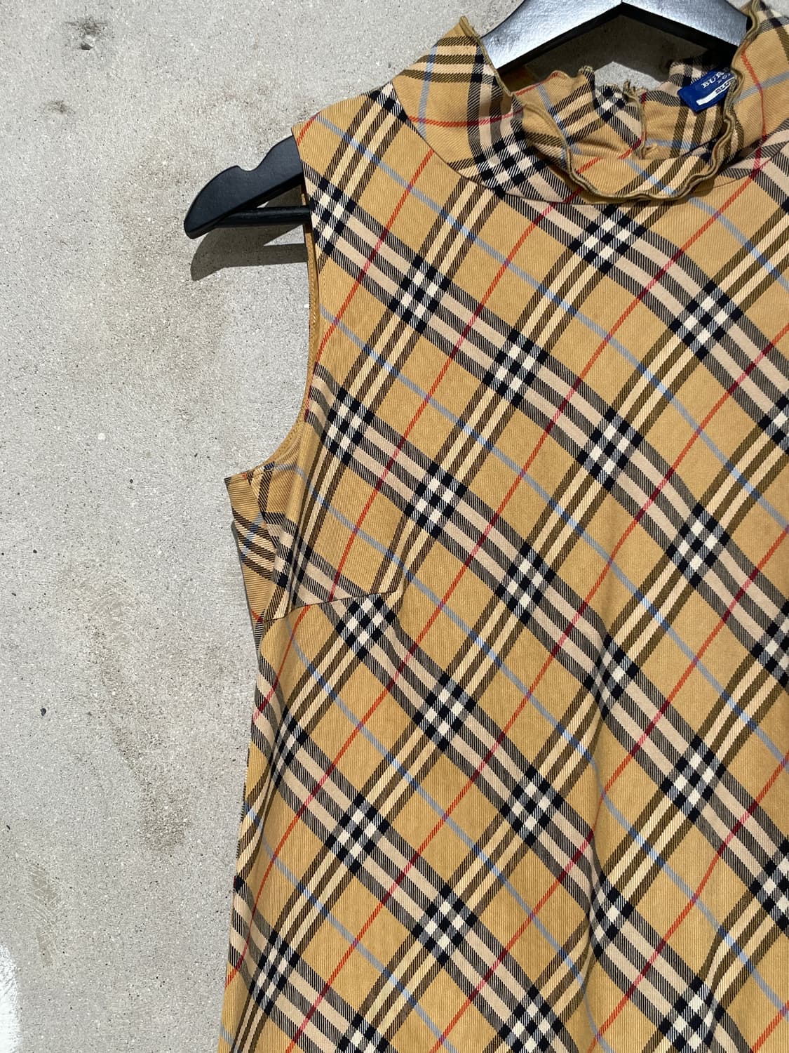 버버리 블루라벨 베이지 노바체크 코튼 베스트 상품이미지2