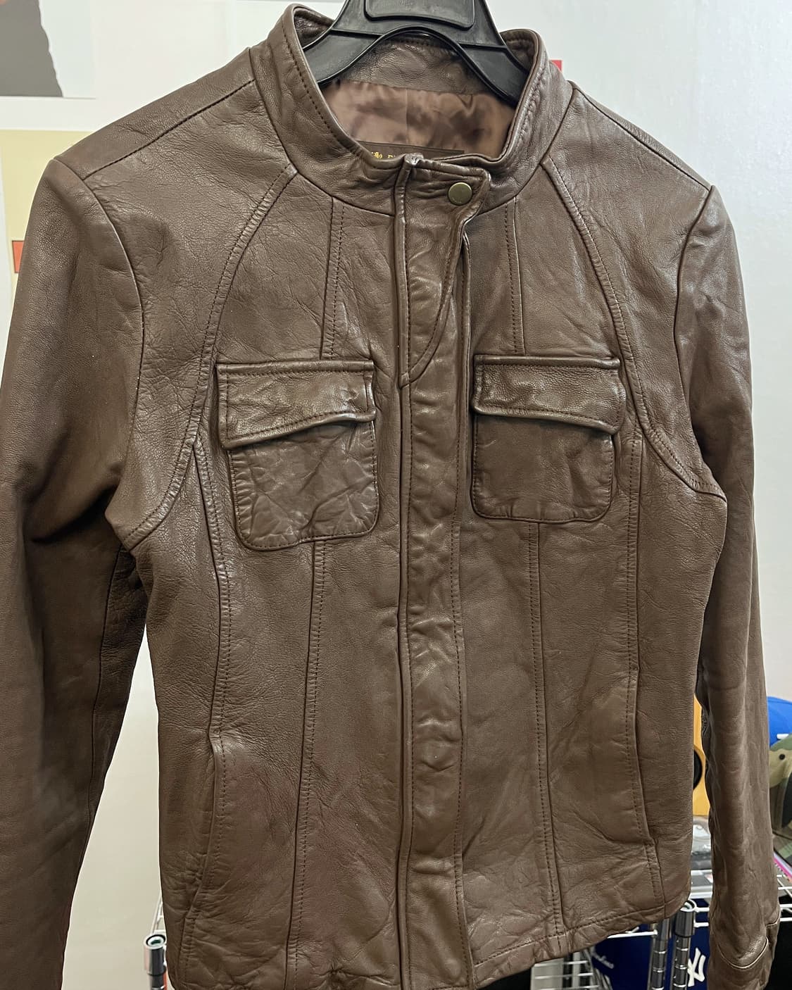 올드 빈티지 브라운 리얼 램스킨 레더 자켓 상품이미지6