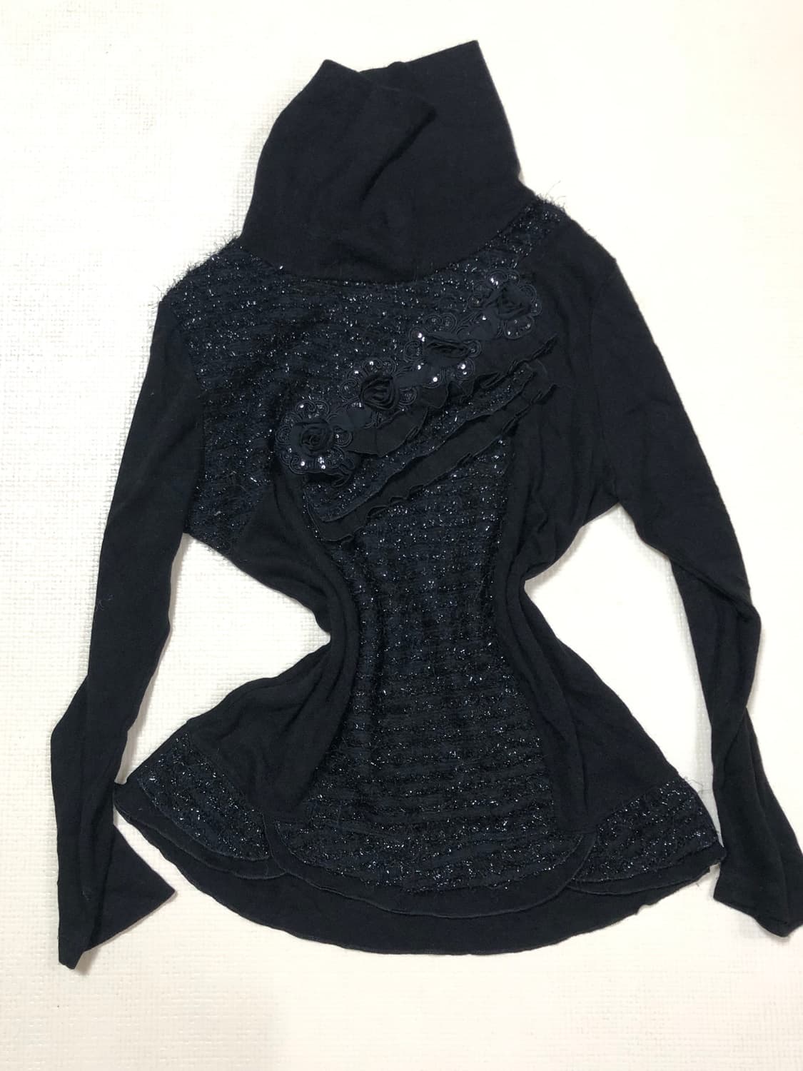 빈티지 블랙 글리터 프릴 니트 상품이미지9