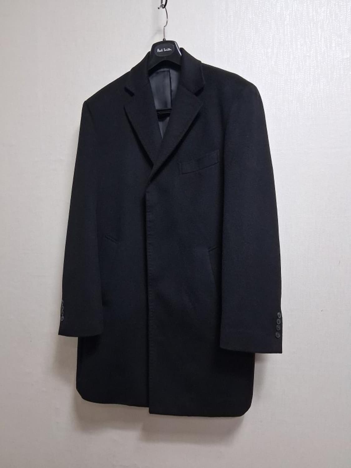 일본빈티지 남성 블랙 퓨어캐시미어코트 표기LL 상품이미지1