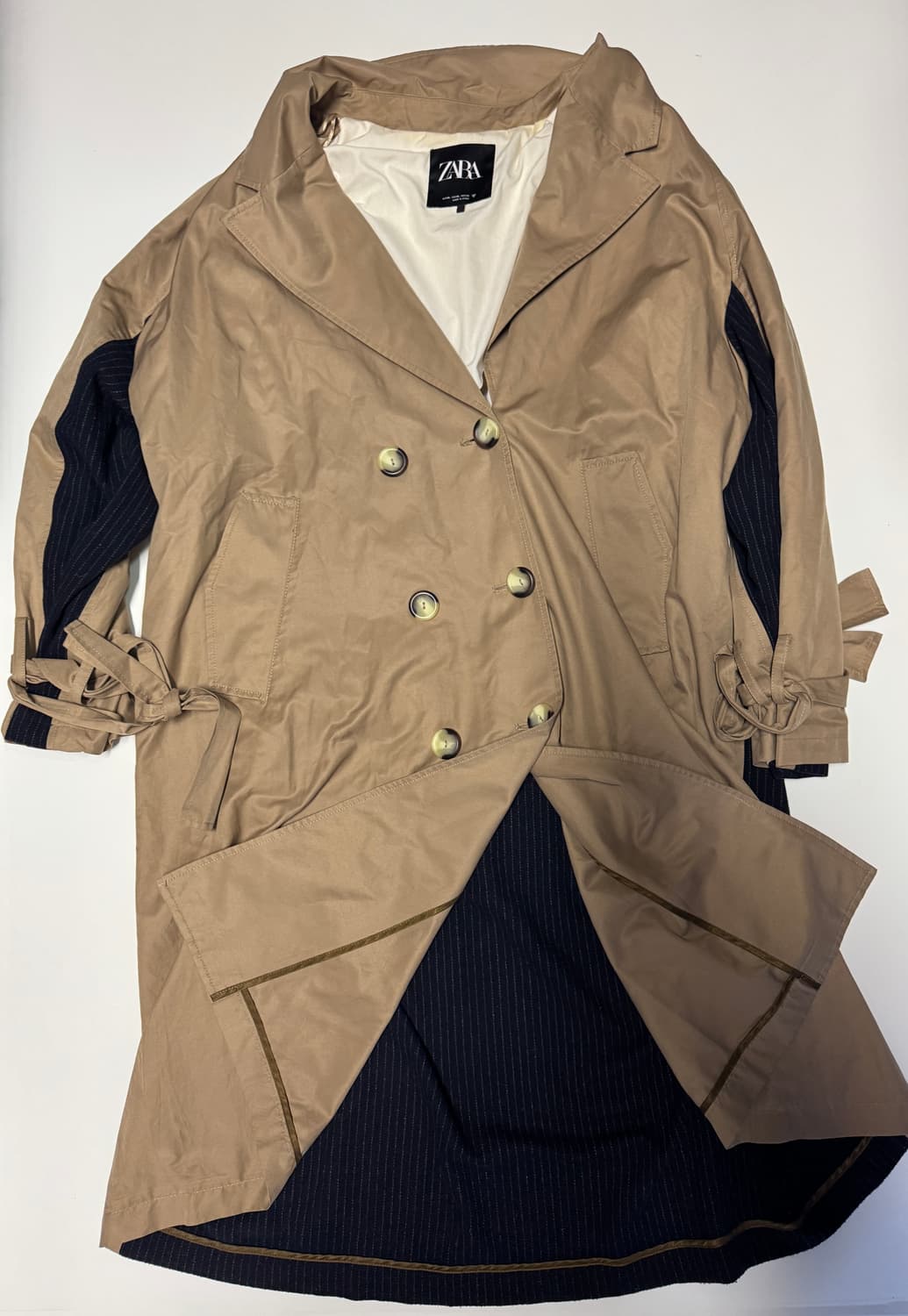 여성 자라 ZARA 빅 사이즈 스트라이프 트렌치 코트 XL 상품이미지1