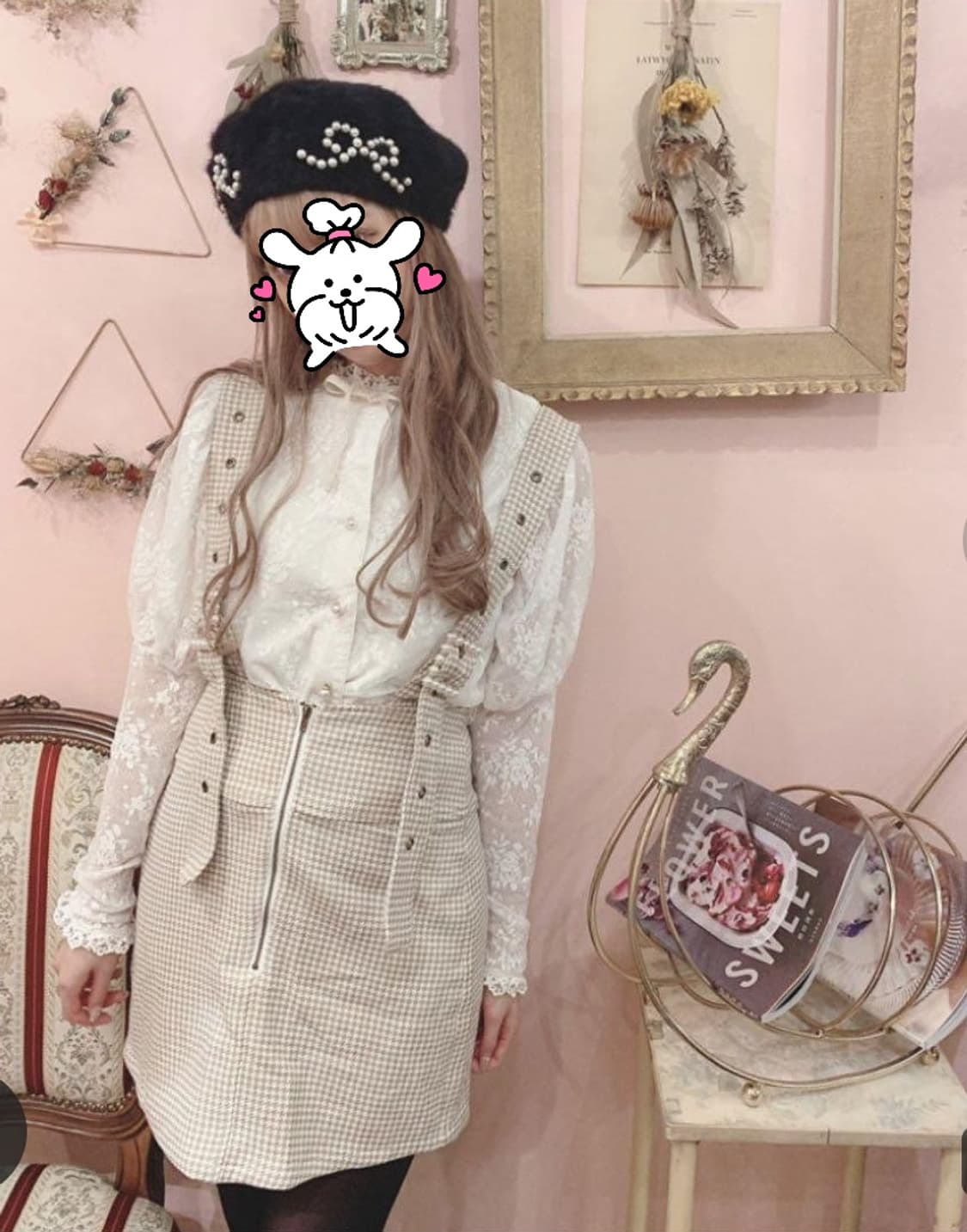 급처상태좋음!스완키스 어깨볼륨 레이스 리본 공주 블라우스 리즈리사st 상품이미지1