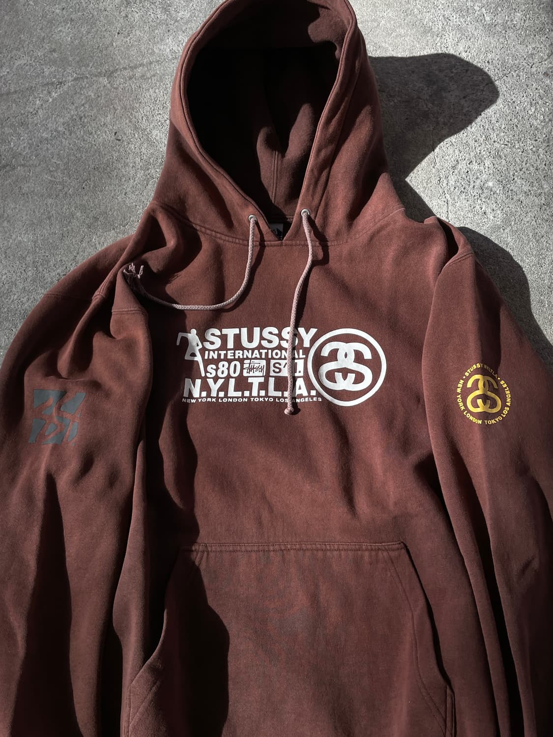 00s Stüssy Faded Brown hoodie 상품이미지3