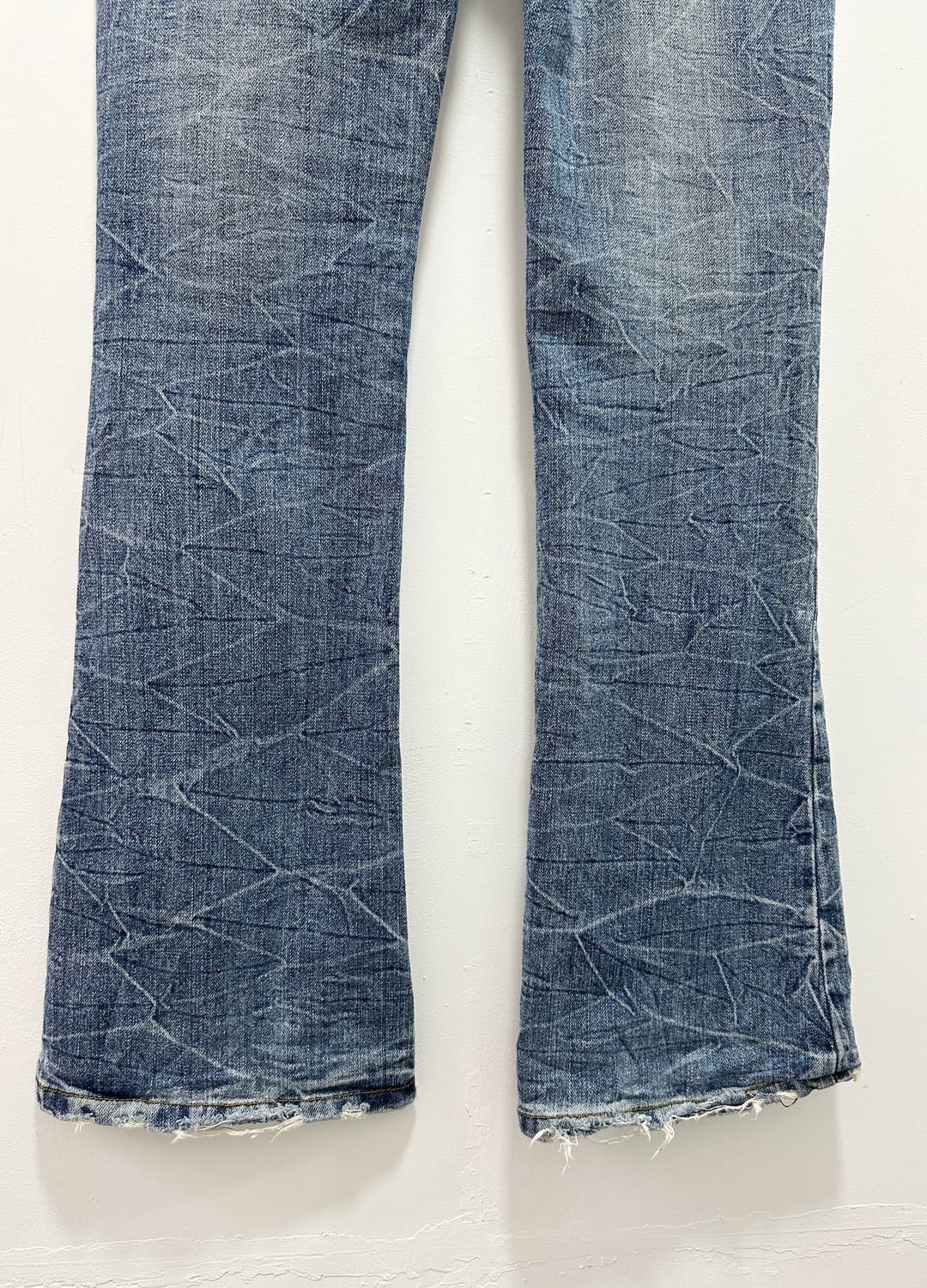 Flare back leather detail denim pants 상품이미지5