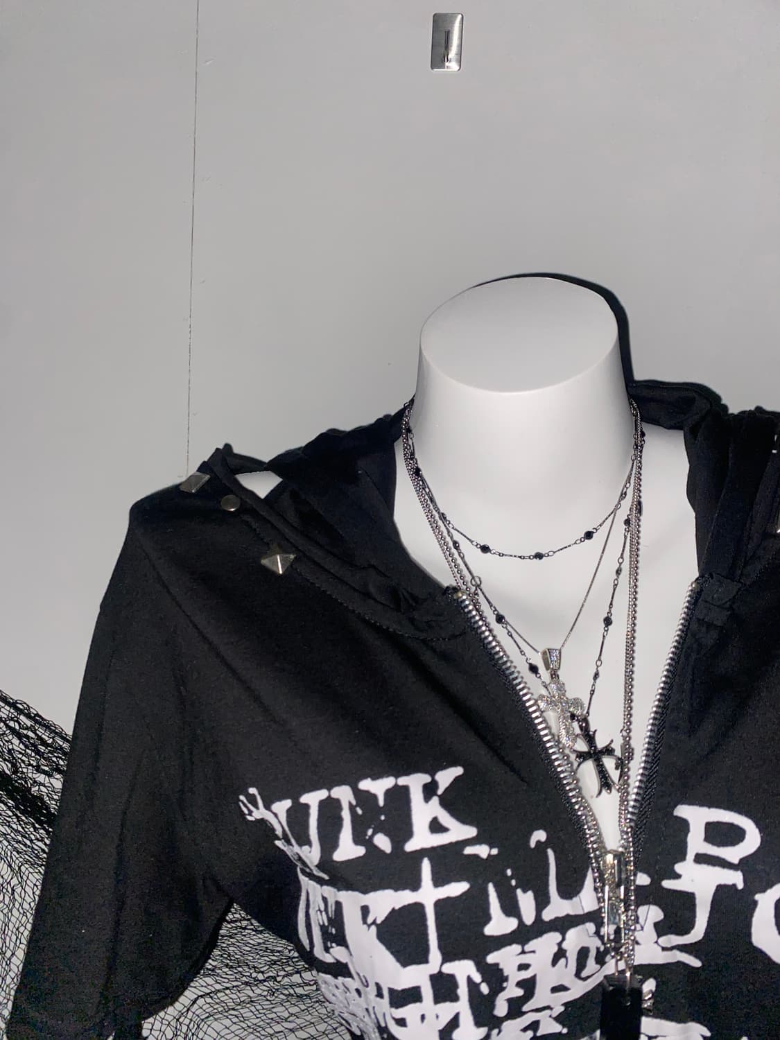 ꒰ঌ 어딕트랩 펑크 고스 스컬 레이어드 롱슬리브 ໒꒱ 상품이미지5