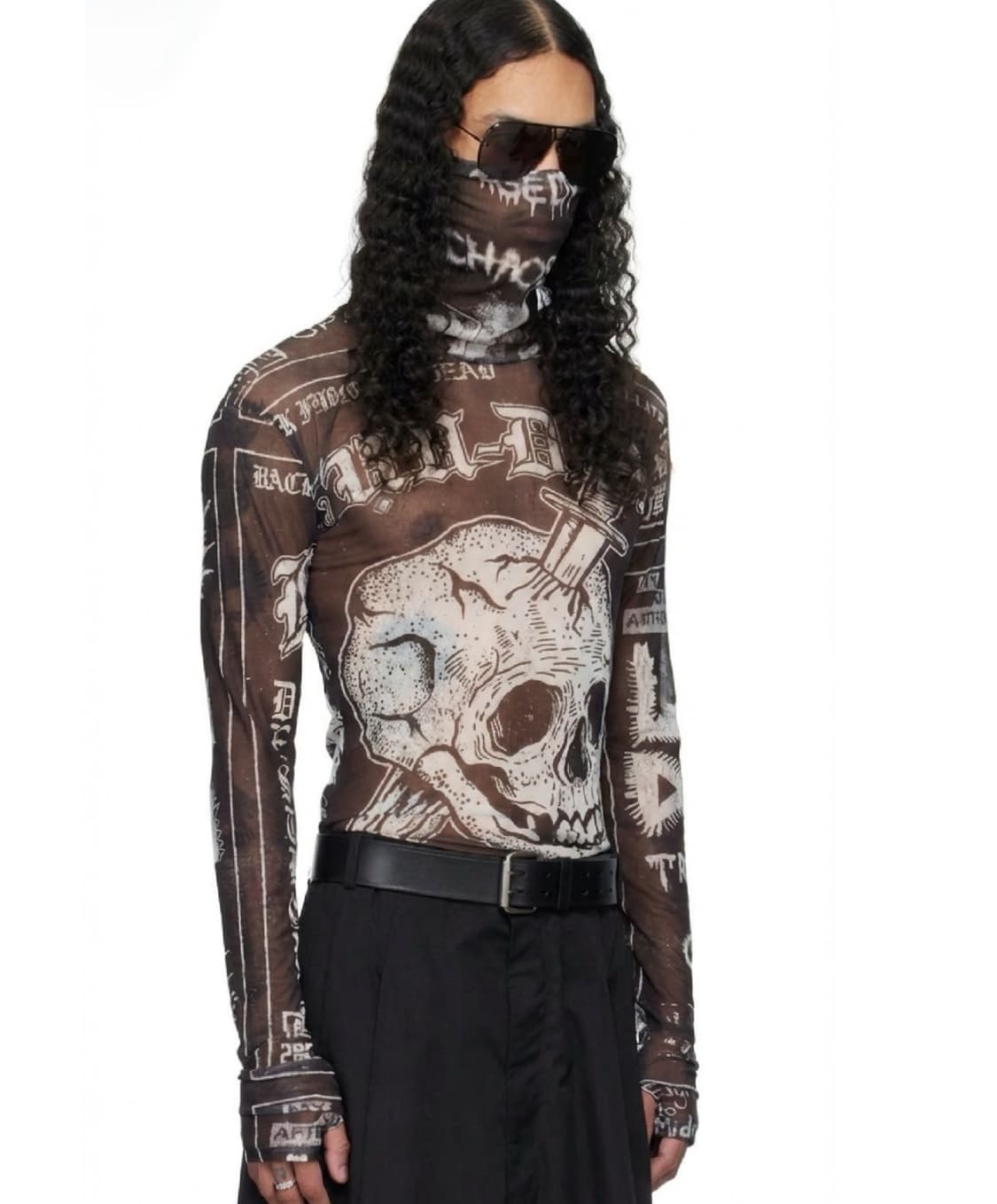 루단 2026 타투 프린팅 마스크 매쉬 롱슬리브 상품이미지1