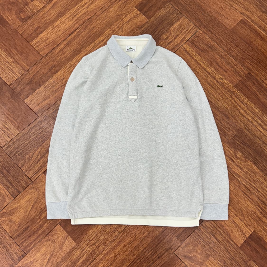 . 100 라코스테 그레이 스웻 카라 티셔츠  상품이미지1