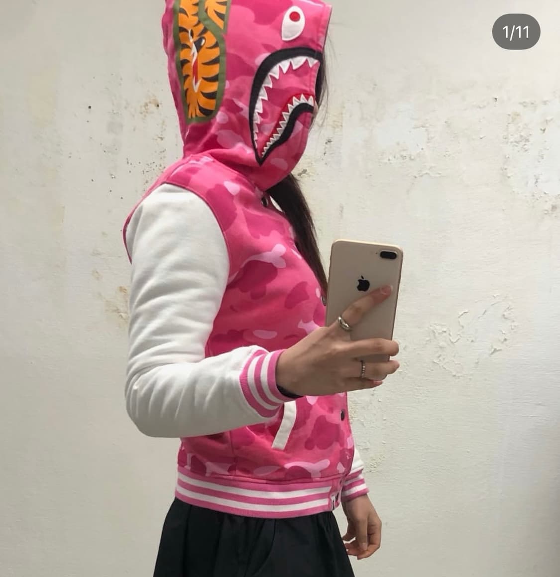 딱붙핏!!)) 베이프 샤크 바시티 자켓 상품이미지1