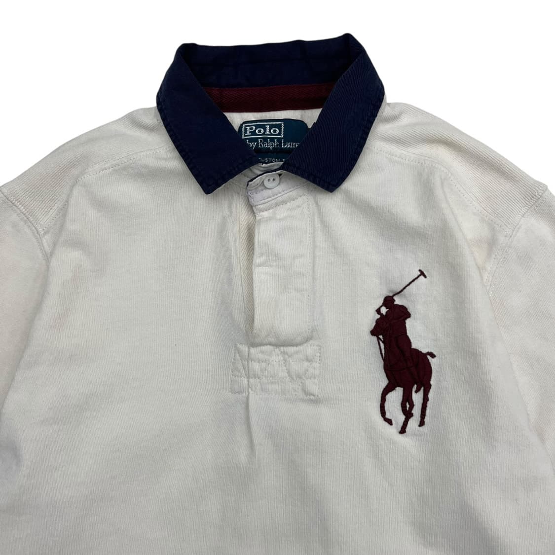 폴로 랄프로렌 버건디 빅포니 화이트 카라티 S 상품이미지4