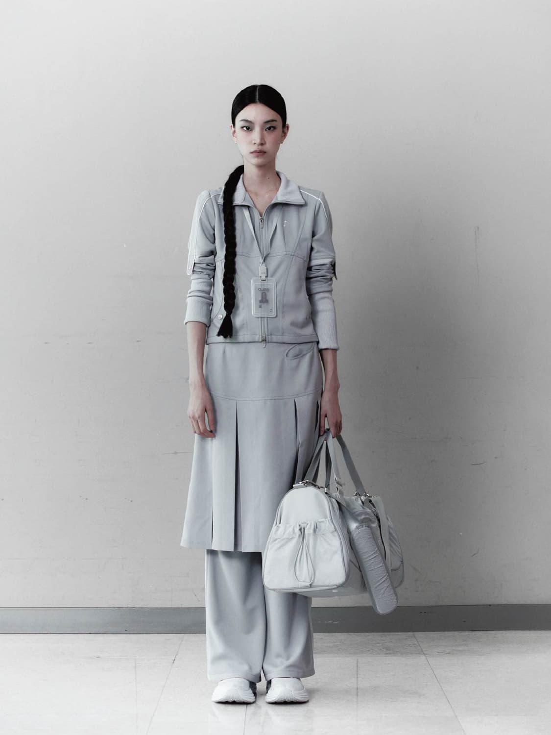 오호스 JERSEY PLEATS SKIRT PANTS-GREY 상품이미지3