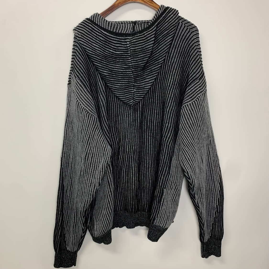 트릴리온 블랙 골지 니트 후드집업 상품이미지3