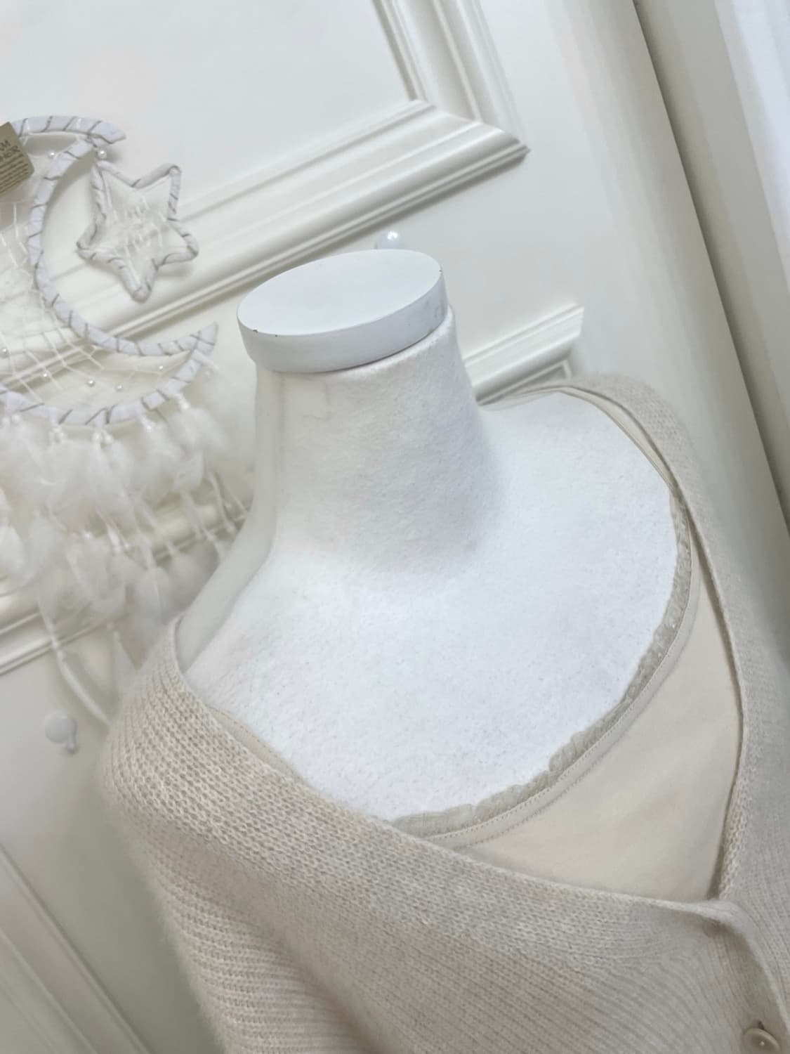 ivory melange angora loose cardigan&lace 상품이미지7