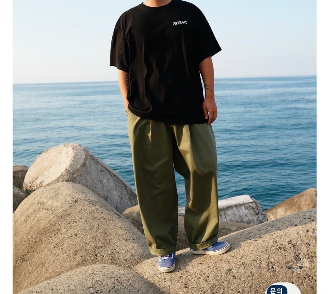 Free)헌터퐝 라삭 오버핏 카키 바지 상품이미지1